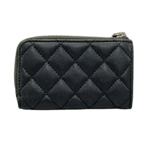 Auth CHANEL Matelasse Dark Gray Lambskin Coin Case - Picture 10 of 10